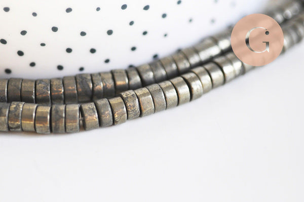 Perle pyrite heishi disque 6mmx4mm,fabrication bijoux perle pyrite naturelle, pierre,x1 fil de 40cm (G6219)