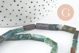 Perle rectangle agate indienne naturelle vert 13mm, x1 fil de 30cm (G9709)