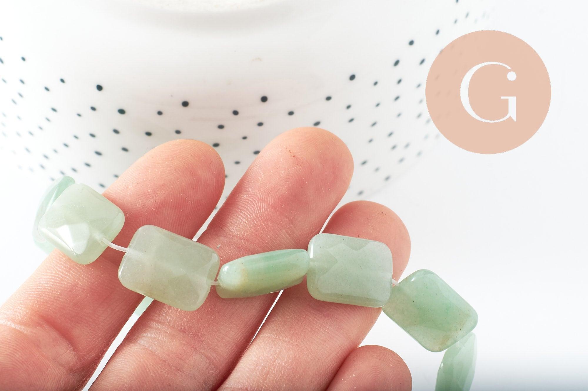 Perle rectangle aventurine naturelle, x1 fil de 21cm (G9711)