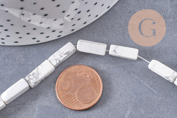 Perle rectangle howlite blanche, perle howlite,pierre naturelle,howlite naturelle,perle pierre,13mm, x1 fil de 41cm (G3014)