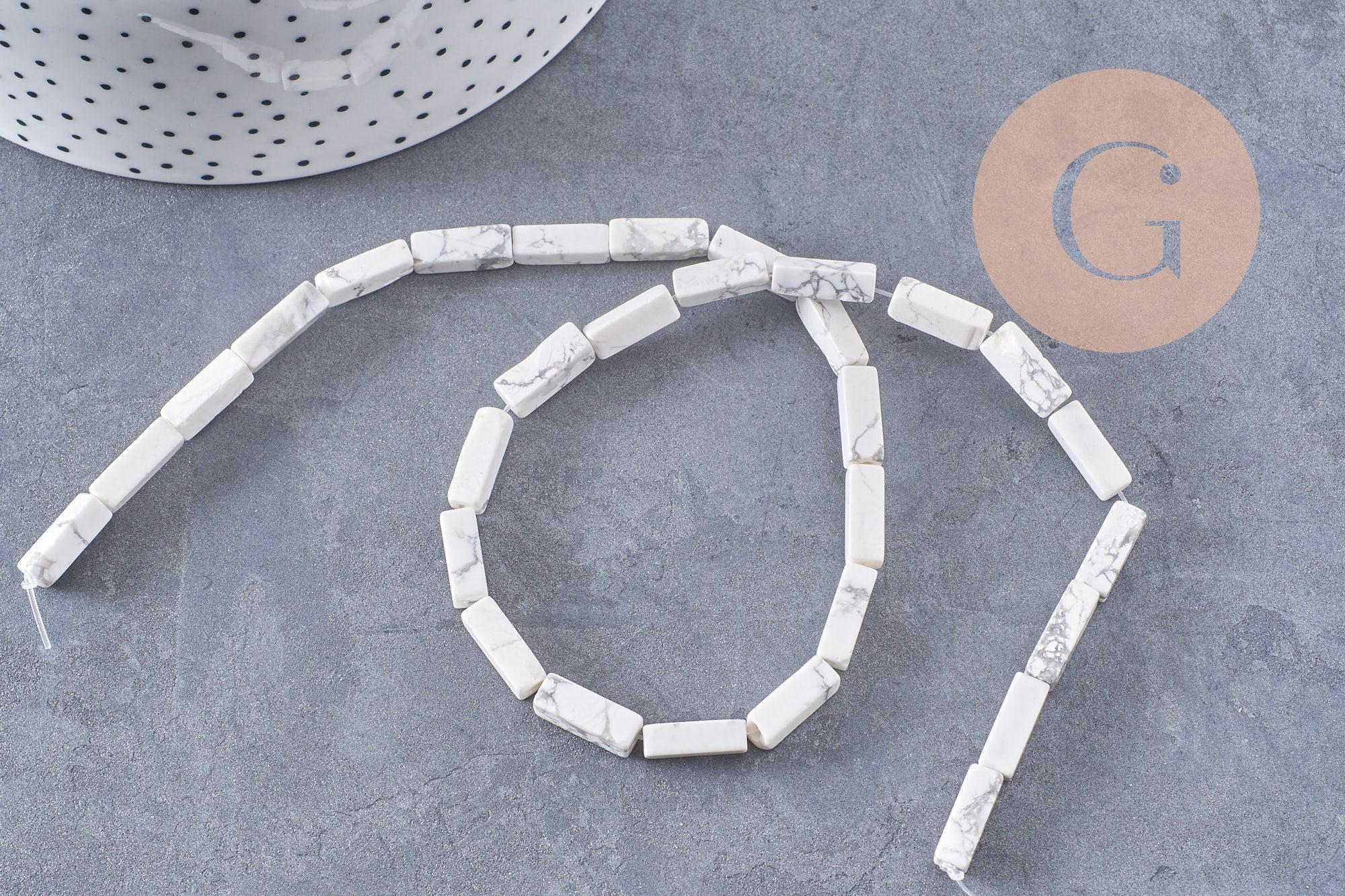 Perle rectangle howlite blanche, perle howlite,pierre naturelle,howlite naturelle,perle pierre,13mm, x1 fil de 41cm (G3014)