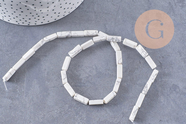 Perle rectangle howlite blanche, perle howlite,pierre naturelle,howlite naturelle,perle pierre,13mm, x1 fil de 41cm (G3014)