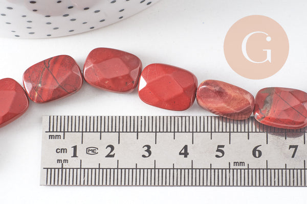 Perle rectangle jaspe rouge naturelle 12mm, fil de 21cm x1 (G4432)