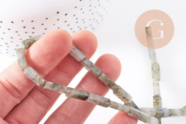 Perle rectangle labradorite, labradorite naturelle, pierre naturelle, perles pierre, 14mm x1 fil de 39cm (G0675)