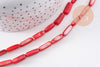 Perle rectangle nacre rouge naturelle, perle rectangulaire, coquillage teinté rouge, 14mm,fil de 39cm, x1 (G1063)