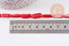 Perle rectangle nacre rouge naturelle, perle rectangulaire, coquillage teinté rouge, 14mm,fil de 39cm, x1 (G1063)