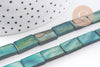 Perle rectangle nacre verte naturelle 15.5mm, x1 fil de 38cm (G1701)