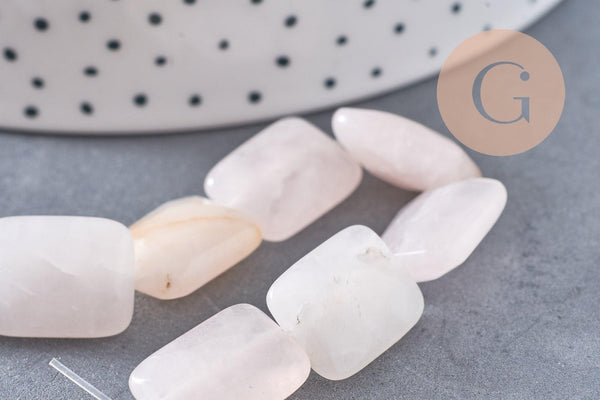 Perle rectangle quartz rose naturelle 16mm, x1 fil de 21cm (G2132)