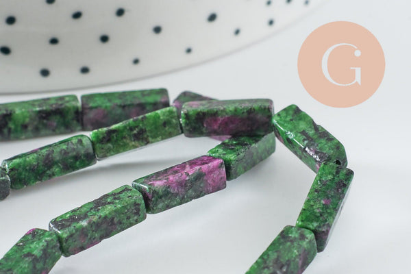 Perle rectangle rubis zoisite, perle zoisite,pierre naturelle,zoisite naturelle,perle pierre,13mm,fil de 40cm x1 (G1798)