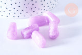 Perle rectangle tube imitation gemme plastique violet améthyste 25x11.5mm, perle plastique coloré, x 10 perles G6632
