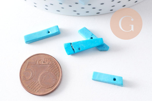 Perle rectangulaire howlite turquoise, howlite naturelle, perle turquoise, perle pierre, x10 (G2029)