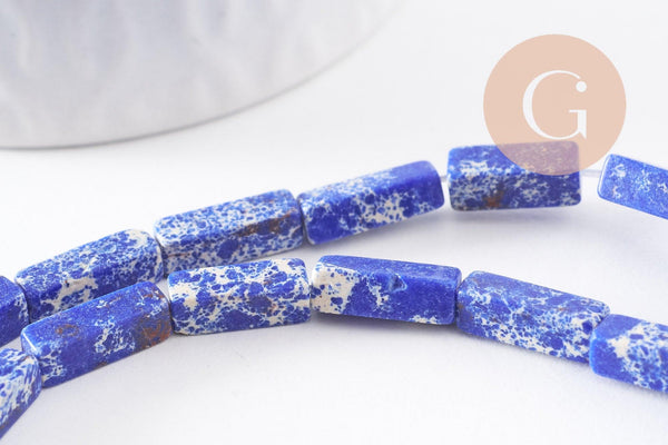 Perle rectangulaire regalite de synthèse bleu roi 12mm, x1 fil de 38 cm (G3988)