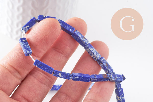 Perle rectangulaire regalite de synthèse bleu roi 12mm, x1 fil de 38 cm (G3988)