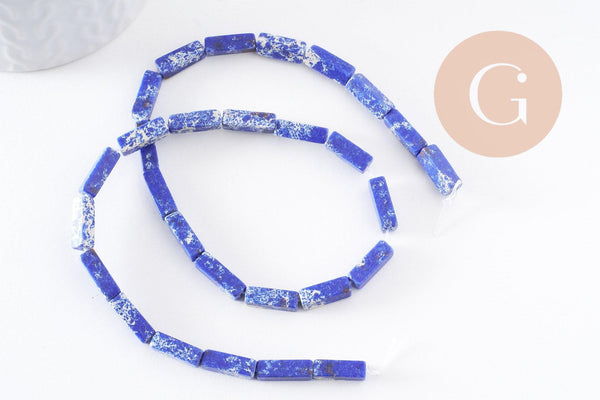 Perle rectangulaire regalite de synthèse bleu roi 12mm, x1 fil de 38 cm (G3988)