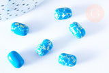 Perle regalite bleu turquoise ovale 13mm, pierre, x5 (G7081)
