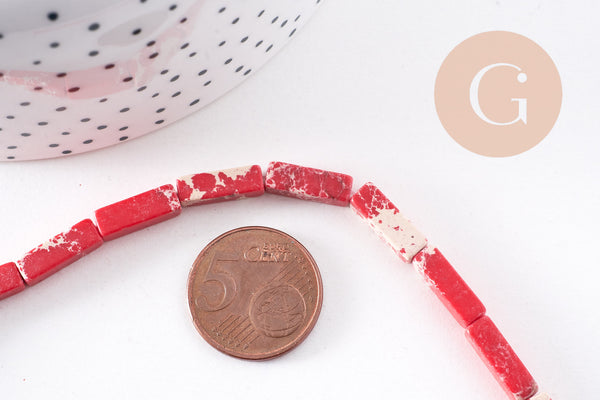 Perle regalite rouge rectangle 12mm, x1 fil de 38cm (G1106)