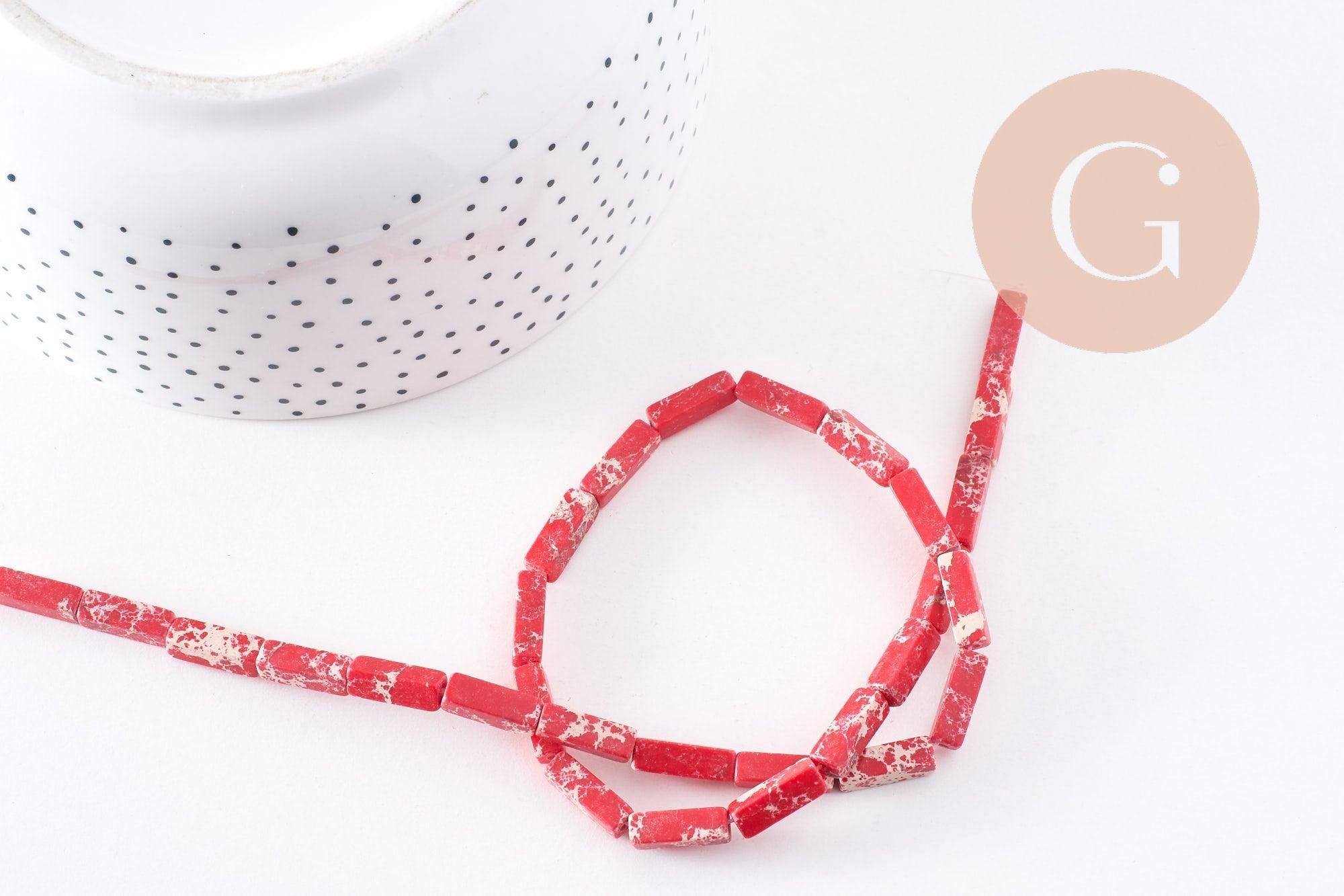 Perle regalite rouge rectangle 12mm, x1 fil de 38cm (G1106)