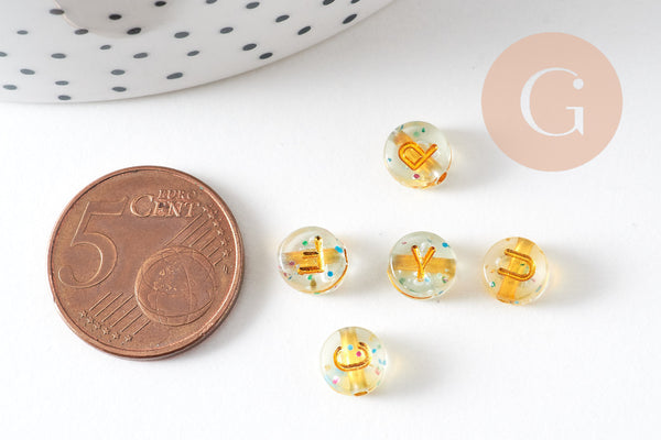 Perle ronde Lettre Alphabet plastique paillettes,perle plastique,création bracelet mots, x10Gr (G1968)