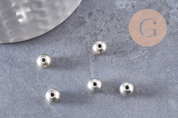 Perle ronde argent tibétain vieilli,perles argent, sans nickel,perle intercalaire, 6mm, x10 (G0819)