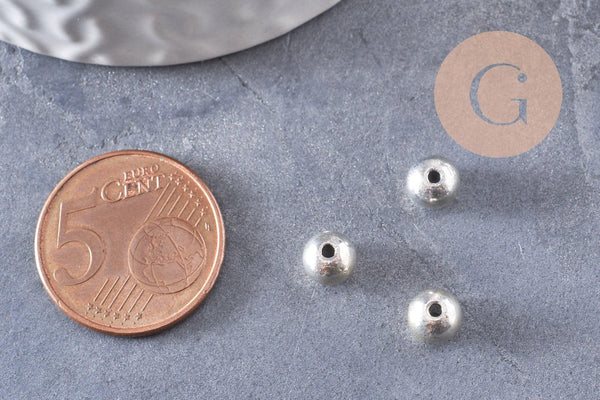 Perle ronde argent tibétain vieilli,perles argent, sans nickel,perle intercalaire, 6mm, x10 (G0819)