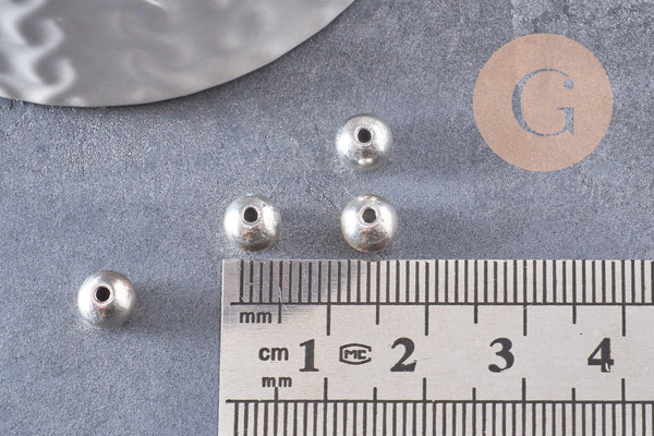 Perle ronde argent tibétain vieilli,perles argent, sans nickel,perle intercalaire, 6mm, x10 (G0819)