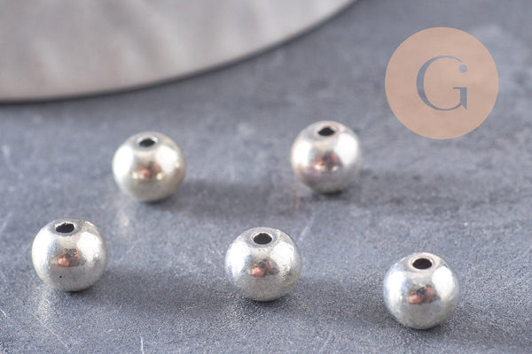 Perle ronde argent tibétain vieilli,perles argent, sans nickel,perle intercalaire, 6mm, x10 (G0819)