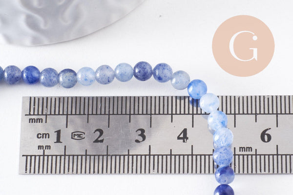 Perle ronde aventurine bleue naturelle 4mm, x1 fil de 38cm (G3623)