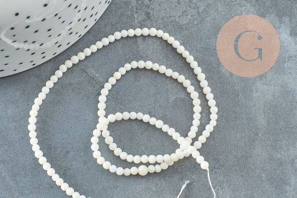 Perle ronde bambou de mer blanc,perle imitation corail pour fabrication bijoux en bambou de mer naturel,le fil de 40cm ,3mm, x1 G4153