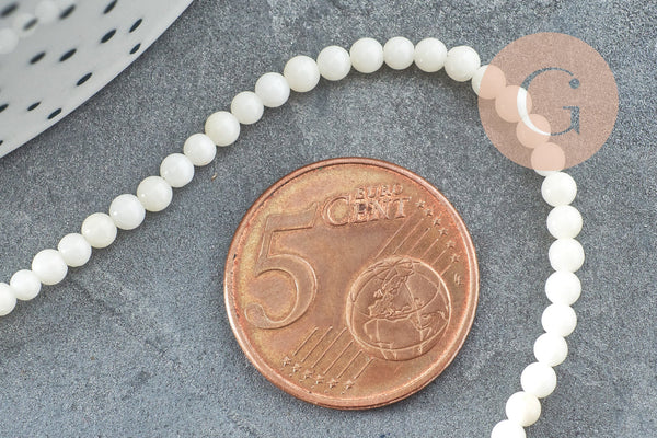 Perle ronde bambou de mer blanc,perle imitation corail pour fabrication bijoux en bambou de mer naturel,le fil de 40cm ,3mm, x1 G4153