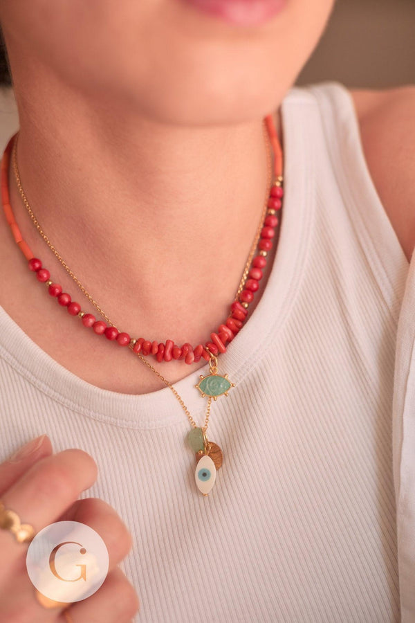 Perle ronde corail naturel teinté rouge 4mm, perles coquillage, x1 fil de 39cm(G0694)