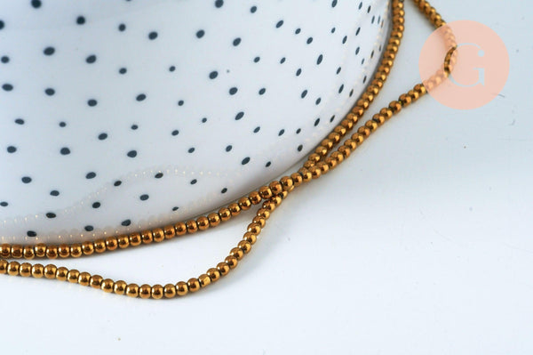 Perle ronde cristal doré 2.5mm, perles bijoux, perle cristal , fil de 35cm, x1 (G6372)