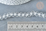 Perle ronde cristal facetté transparent 10mm, x1 fil de 46cm (G8145)