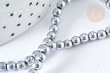 Perle ronde hématite de synthèse gris clair 4mm,DIY, x1 le fil de 39cm (G7402)