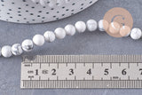 Perle ronde howlite blanche naturelle 6mm, x1 fil de 19cm (G1297)