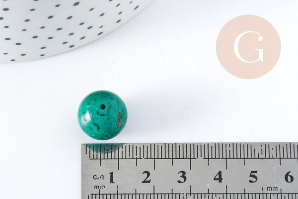 Perle ronde howlite de synthèse teintée vert 12mm, x5 (G8286)