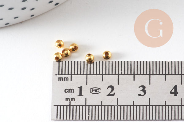 Perle ronde intercalaire fer dor, 3mm, x 10Gr (G0294)