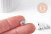 Perle ronde intercalaire zamac argent gravé 8mm, x10 (G10304)