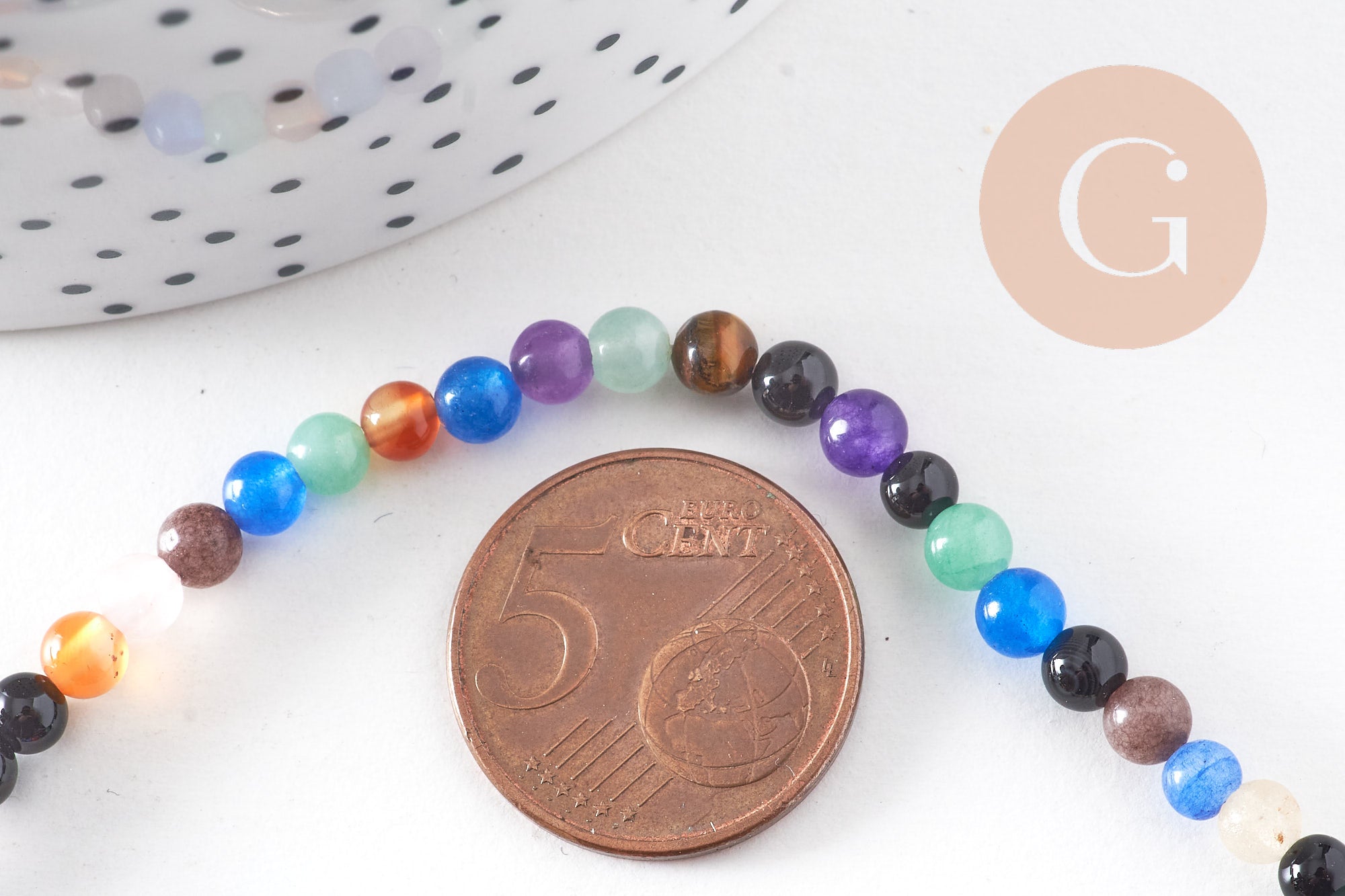 Perle ronde jade multicolore,perle jade,pierre naturelle,perle facette,jade,4mm,fil 39cm, x1 (G1825)