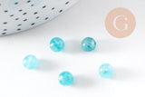Perle ronde jade naturel bleu ciel 6mm, x10 (G0884)