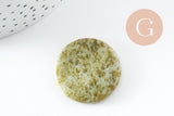 Perle ronde jade vert marbré feuille 29mm, création bijoux pierre, x1 G0518