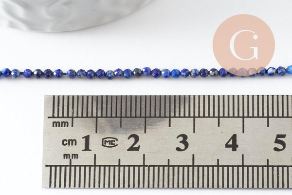 Perle ronde lapis lazuli naturel 2mm, x1 fil de 43cm (G3118)
