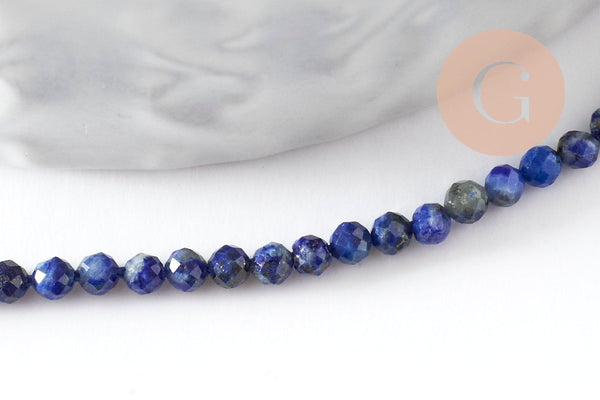 Perle ronde lapis lazuli naturel 2mm, x1 fil de 43cm (G3118)
