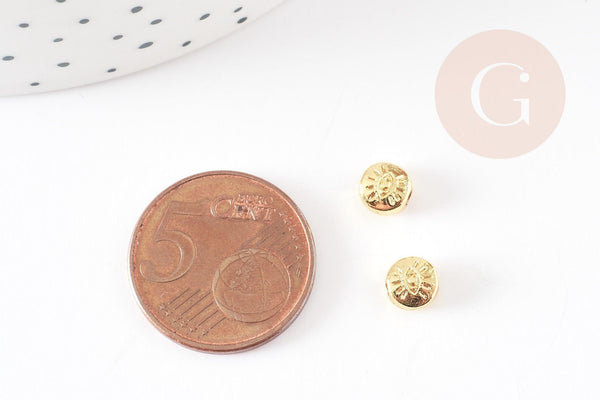 Perle ronde mauvais œil zamac doré 18K 9.5mm, x10 (G5461)