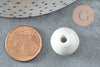Perle ronde porcelaine émaillé gris clair 16mm,perle céramique, fabrication bijoux, céramique blanche, x10 G9447