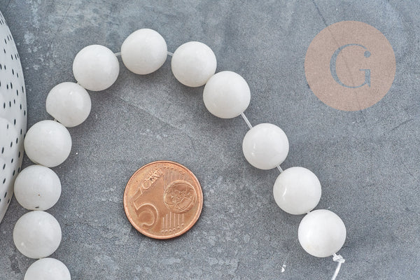 Perle ronde quartz neige 12mm, x5 (G10572)