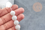 Perle ronde quartz neige 12mm, x5 (G10572)