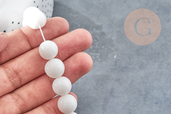 Perle ronde quartz neige 12mm, x5 (G10572)