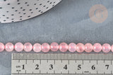 Perle ronde quartz rose naturel 6mm, pierre, fil de 38cm, x1 (G7289)