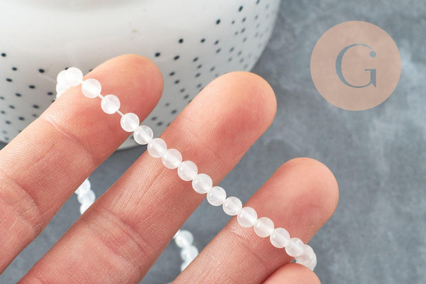 Perle ronde selenite 4mm,selenite naturel,pierre blanche naturelle,4mm,le fil de 41cm, x1 G4381