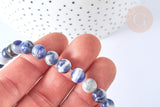 Perle ronde sodalite bleue naturelle 8-8.5mm, x1 fil de 38cm (G7072)